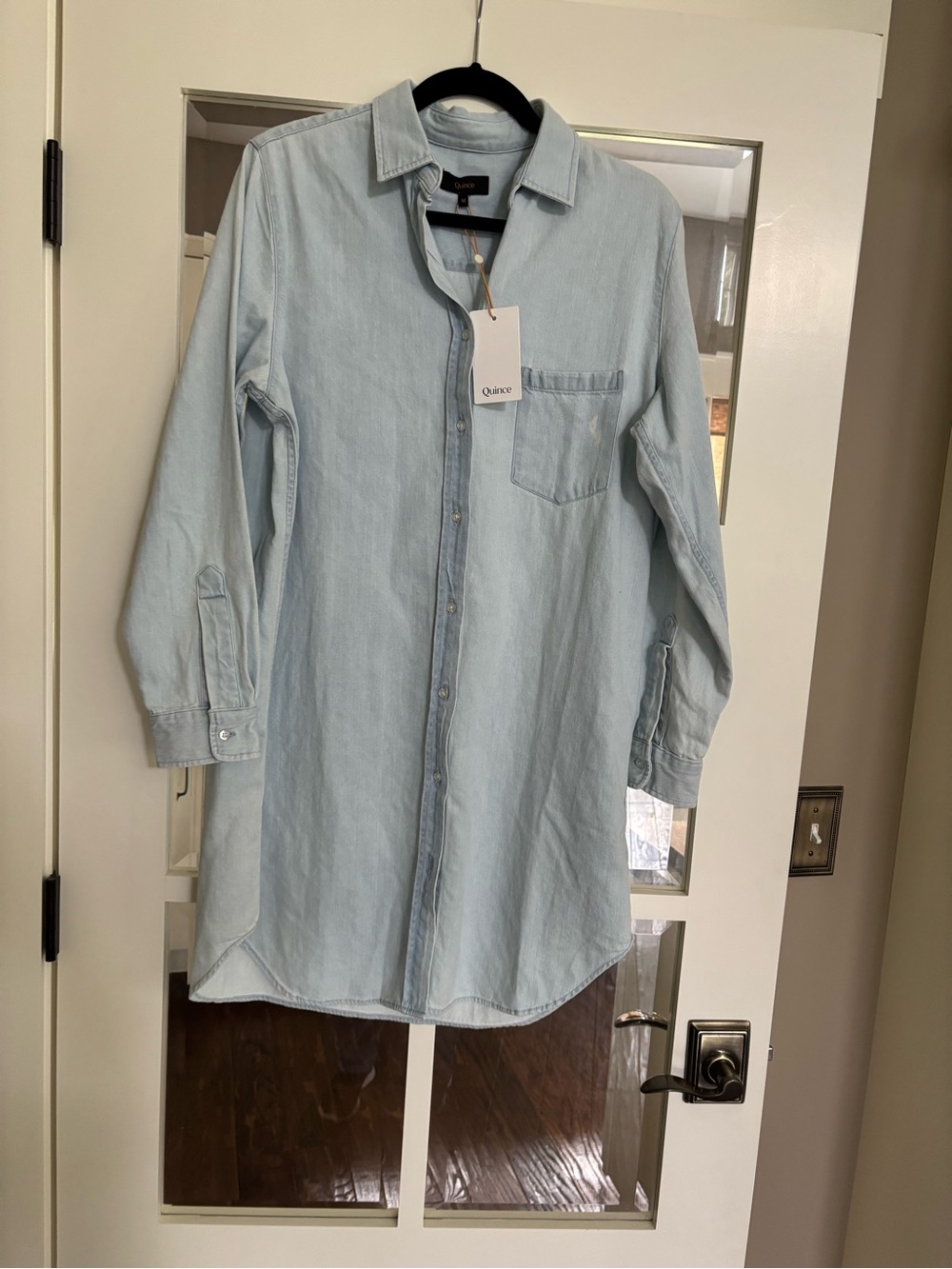 Quince long sleeve denim shirt dress